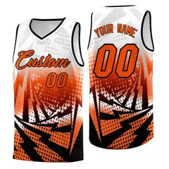 White Orange Lightning Halftone Dot Basketball Jersey 1
