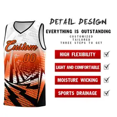 White Orange Lightning Halftone Dot Basketball Jersey 2