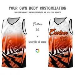 White Orange Lightning Halftone Dot Basketball Jersey 3