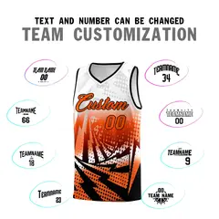White Orange Lightning Halftone Dot Basketball Jersey 4