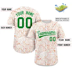 White Orange Line Art Graffiti Authentic Baseball Jersey 2