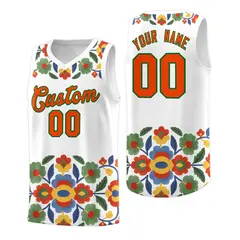 White Orange Mexican Colors Graffiti Basketball Jersey 1