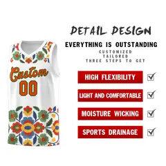 White Orange Mexican Colors Graffiti Basketball Jersey 2
