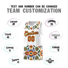 White Orange Mexican Colors Graffiti Basketball Jersey 3