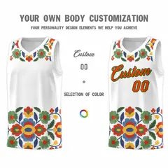 White Orange Mexican Colors Graffiti Basketball Jersey 4