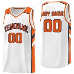 White Orange-Navy Classic Athletic Basketball Jersey