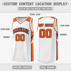 Men's White Orange-Navy Classic Athletic Basketball Jersey 2