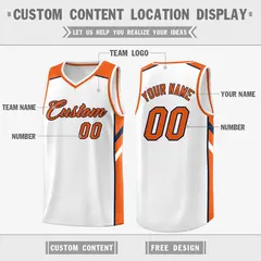 Men's White Orange-Navy Classic Athletic Basketball Jersey 2
