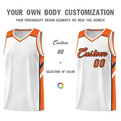 Men's White Orange-Navy Classic Athletic Basketball Jersey 3