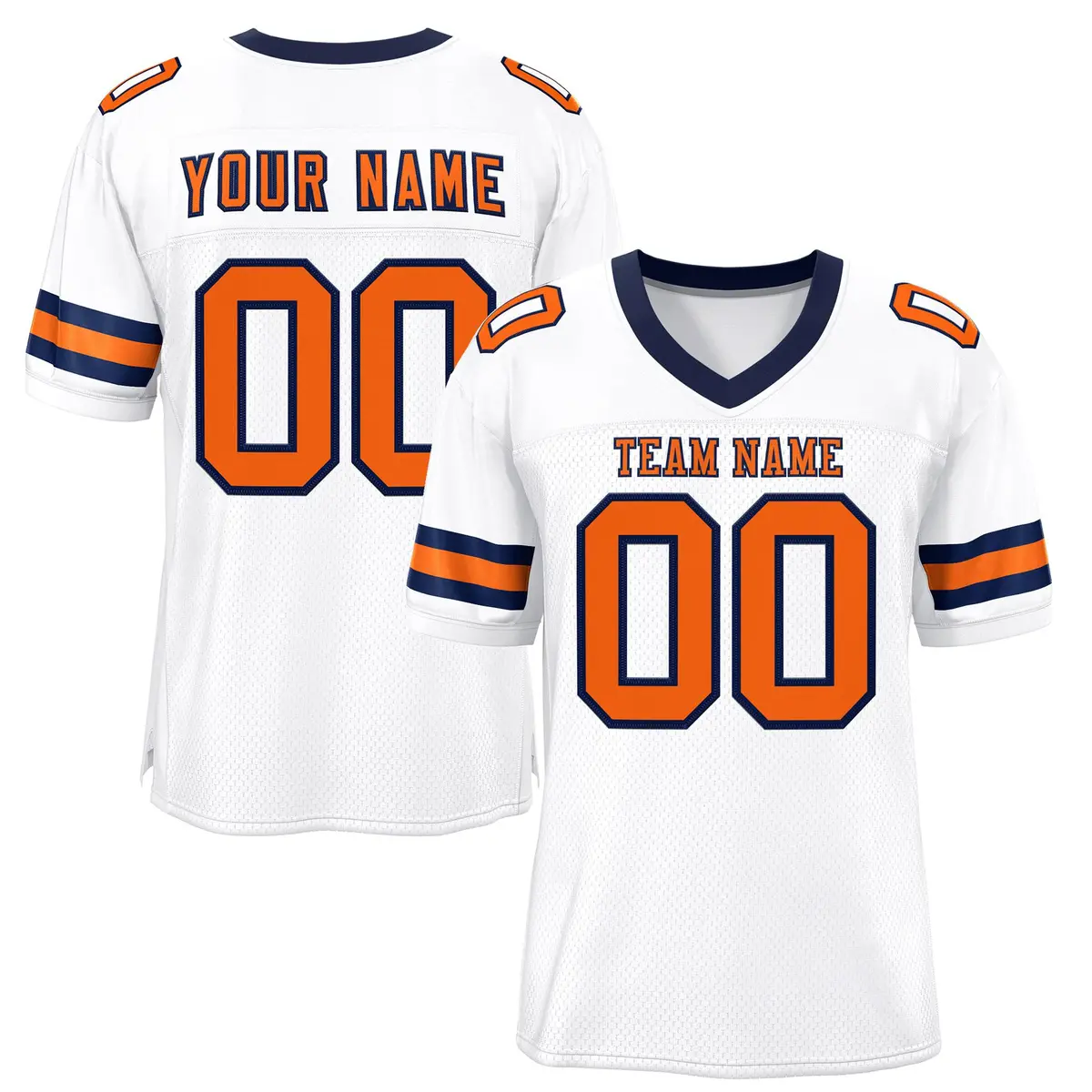 White Orange-Navy Classic Mesh Authentic Football Jersey