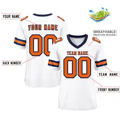 White Orange-Navy Classic Mesh Authentic Football Jersey 2