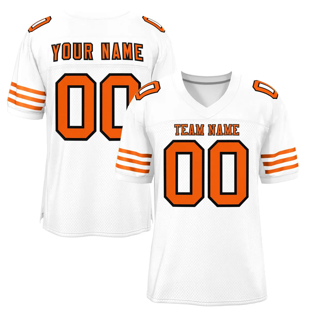 White Orange-Navy Classic Mesh Authentic Football Jersey