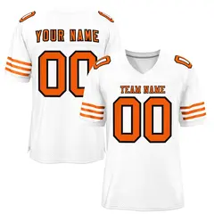 White Orange-Navy Classic Mesh Authentic Football Jersey 1