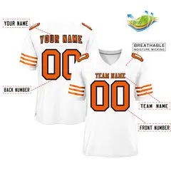 White Orange-Navy Classic Mesh Authentic Football Jersey 2