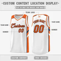 White Orange-Navy Classic Mesh Sport Basketball Jersey 2