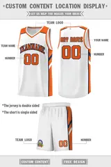 White Orange-Navy Classic Sports Uniform Basketball Jersey 2
