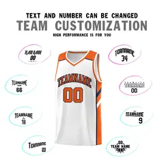 White Orange-Navy Classic Sports Uniform Basketball Jersey 4