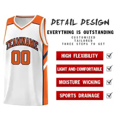 White Orange-Navy Classic Sports Uniform Basketball Jersey 5
