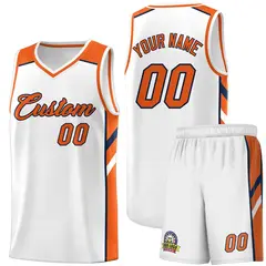 White Orange-Navy Classic Sports Uniform Basketball Jersey