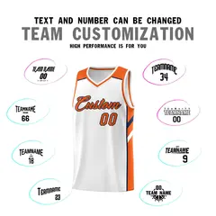 White Orange-Navy Classic Sports Uniform Basketball Jersey 4