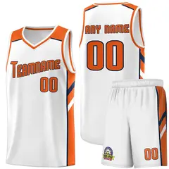 White Orange-Navy Classic Sports Uniform Basketball Jersey