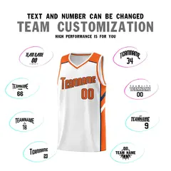 White Orange-Navy Classic Sports Uniform Basketball Jersey 4