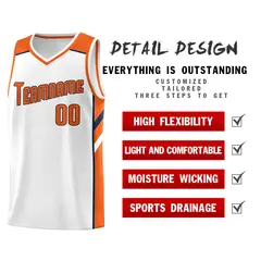 White Orange-Navy Classic Sports Uniform Basketball Jersey 5