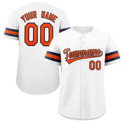 White Orange-Navy Full-Button Classic Baseball Jersey