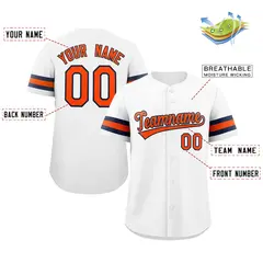 White Orange-Navy Full-Button Classic Baseball Jersey 2