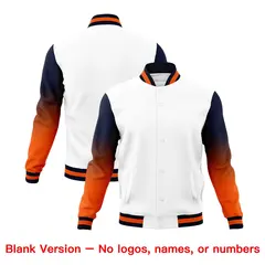 White Orange Navy Gradient Raglan Full-Snap Letterman Jacket 7