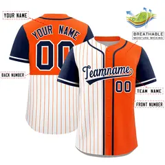White Orange Navy Pinstripe Raglan Baseball Jersey 2