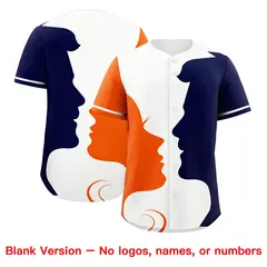 White Orange Navy Valentine's Day Couple Silhouettes Baseball Jersey 2