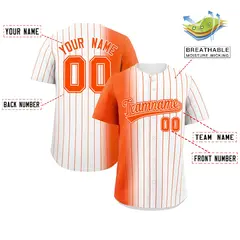 White Orange Pinstripe Gradient Baseball Jersey 2