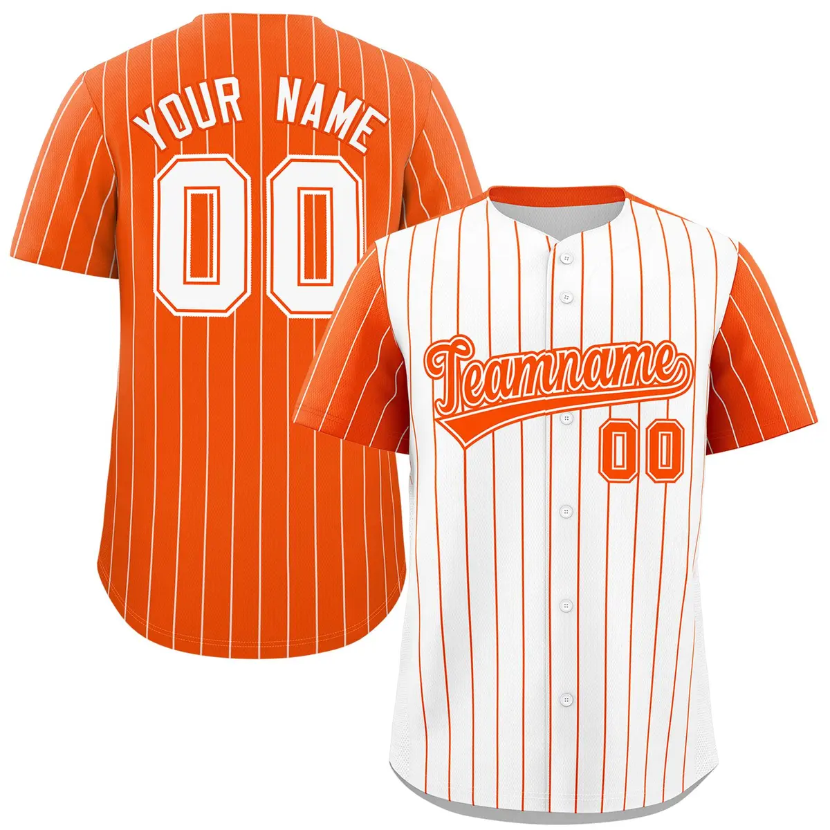White Orange Pinstripe Raglan Sleeves Baseball Jersey