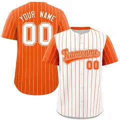 White Orange Pinstripe Raglan Sleeves Baseball Jersey
