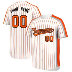 White Orange Pinstripe Two-tone Side Baseball Jersey
