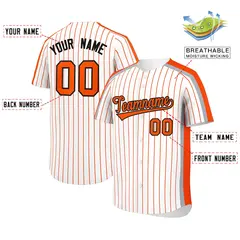 White Orange Pinstripe Two-tone Side Baseball Jersey 2