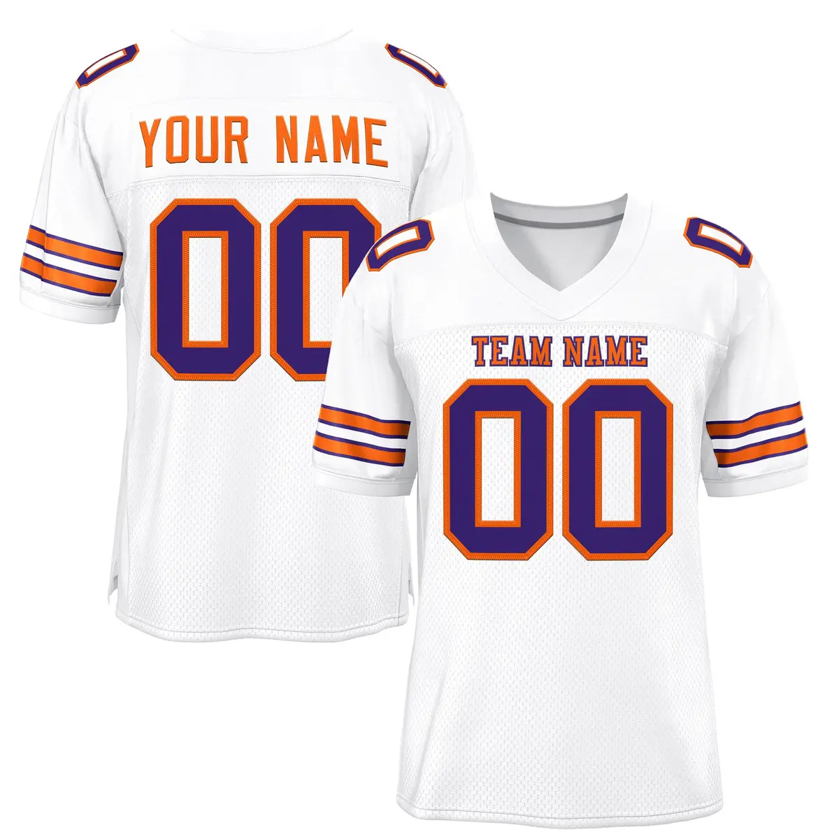 White Orange-Purple Classic Mesh Authentic Football Jersey