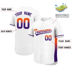 White Orange-Purple Gradient Side Baseball Jersey 2