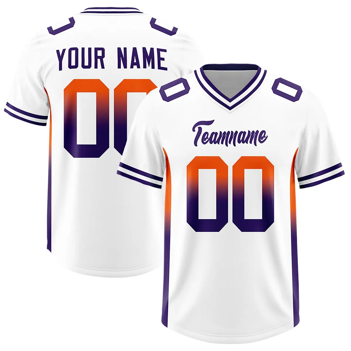 White Orange Purple Gradient Sides Football Jersey