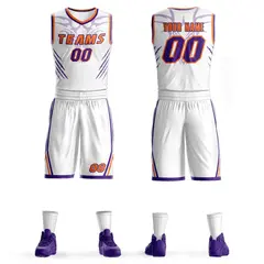 White Orange-Purple Graffiti Claw Element Basketball Jersey