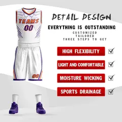White Orange-Purple Graffiti Claw Element Basketball Jersey 2