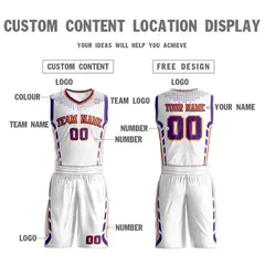 White Orange-Purple Graffiti Oblique Bar Basketball Jersey 3