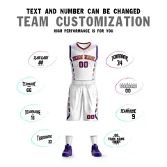 White Orange-Purple Graffiti Oblique Bar Basketball Jersey 4