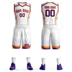 White Orange-Purple Graffiti Points Element Basketball Jersey