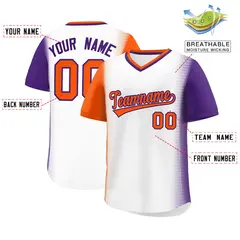 White Orange-Purple Raglan Pullover Baseball Jersey 2