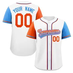 White Orange-Purple Raglan Sleeves Baseball Jersey