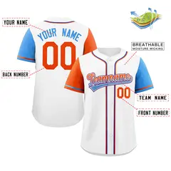 White Orange-Purple Raglan Sleeves Baseball Jersey 2