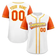White Orange-Purple Raglan Sleeves Baseball Jersey