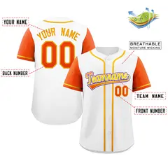 White Orange-Purple Raglan Sleeves Baseball Jersey 2